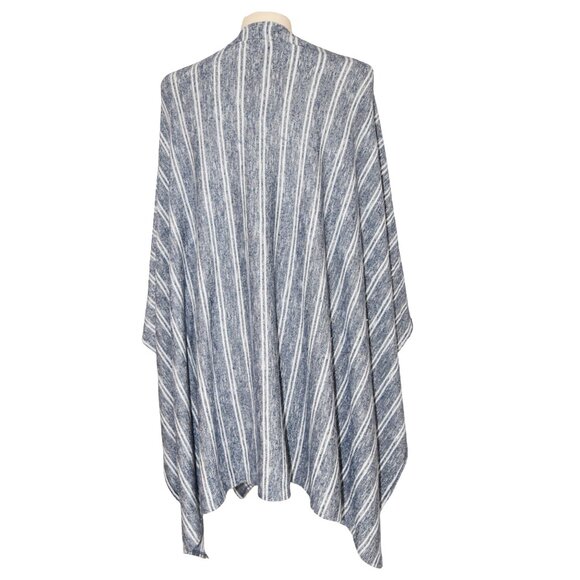 Saturday Sunday Blue Striped Drape Cardigan O/S Cozy Layering Soft Casual Knit - Picture 3 of 7